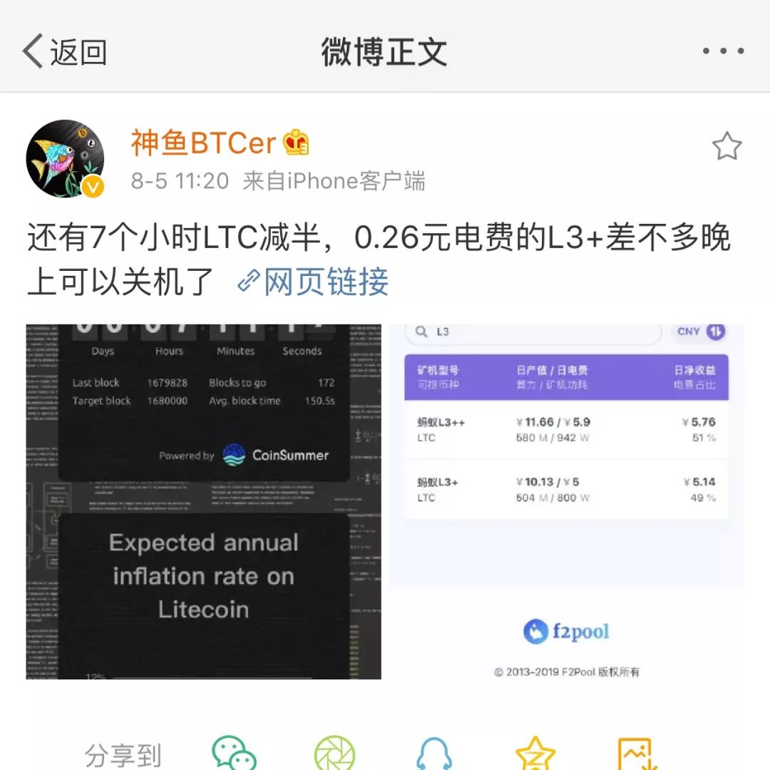 莱特币预计今晚减半，减半后矿机变废铁？