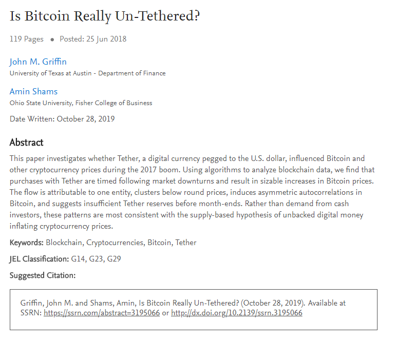 研究称Bitfinex上的一只巨鲸撬动了2017年的牛市，是实锤吗？