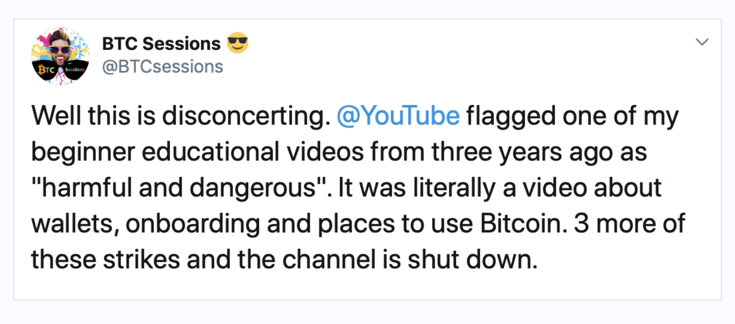 多位Youtube加密博主在没有任何通知下被删除大量视频