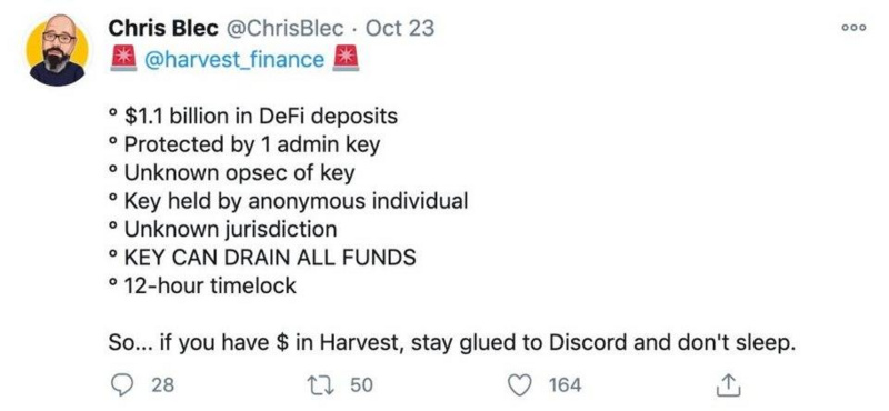 Harvest Finance攻击事件全复盘：如何用20个ETH的成本撬动3000万美元收益？