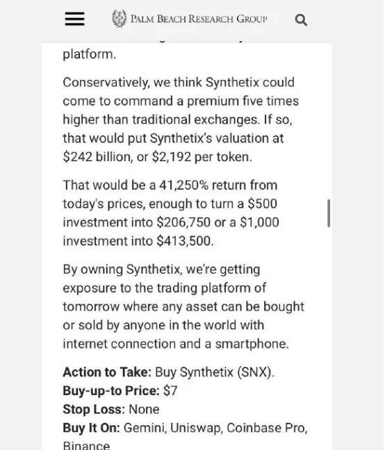 SNX一周内上涨了40%以上,合成资产赛道开始发力