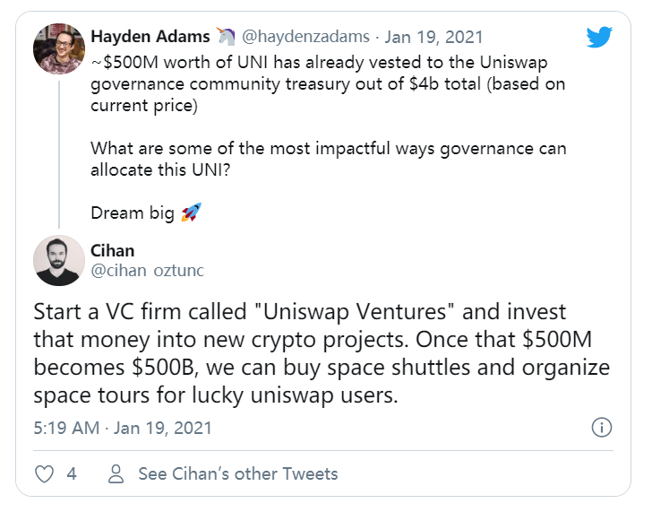 5亿美元的社区治理资金该怎么花?Uniswap创始人在线求解
