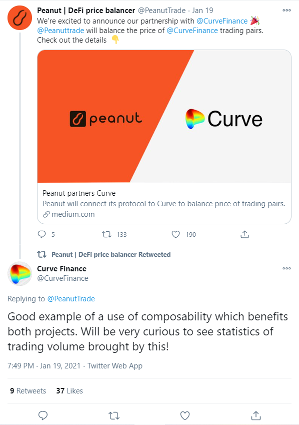 Peanut和Curve达成合作,它能给Curve带来什么?