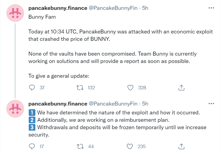 代币闪崩,差点归零 - PancakeBunny 被黑简析