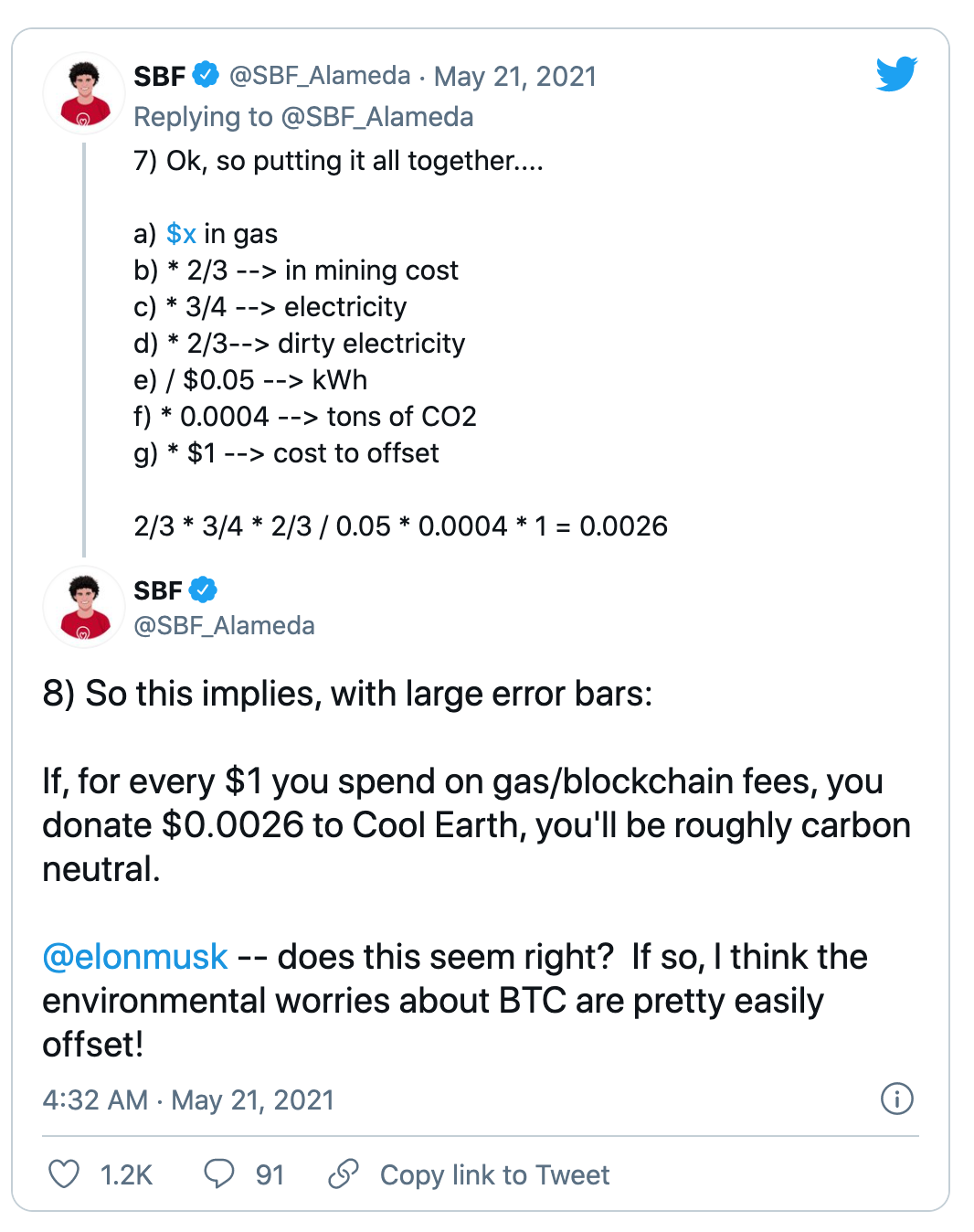 SBF的碳排放数学教室|比特币到底排多少碳,算一下就清楚