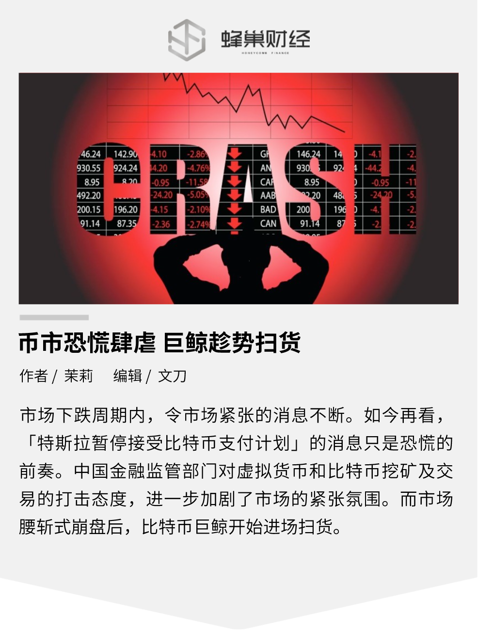 币市恐慌肆虐 巨鲸趁势扫货?
