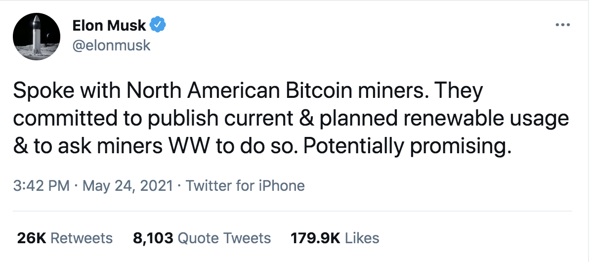 马斯克与比特币矿企交流可持续挖矿,心系狗狗币开发,戏称“根据月相改变费用真棒”