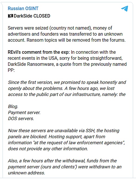 FBI查封DarkSide勒索款 比特币私钥被攻破？