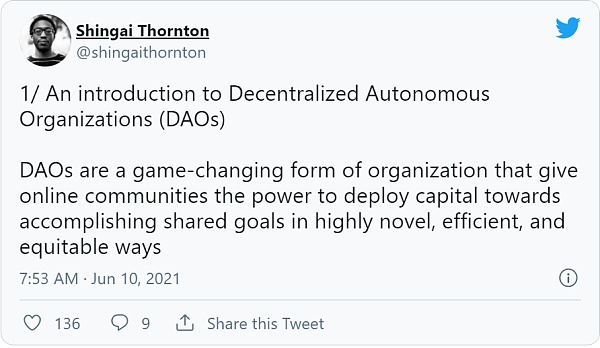 去中心化自治组织（DAO）行业发展月报（2021.6）
