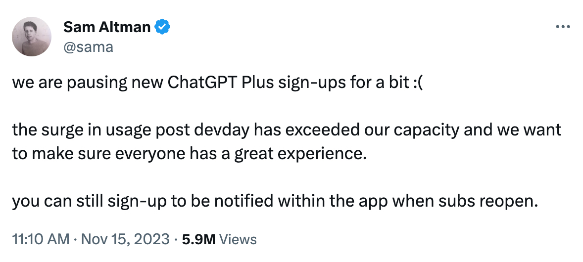 OpenAI 重新开放 ChatGPT Plus 订阅,ChatGPT 月流量已接近峰值水平