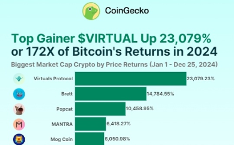 Coingecko：2024年领涨加密市场的前二十大代币一览