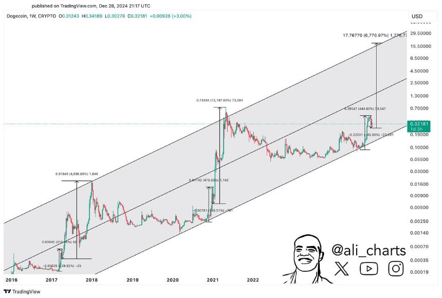 DogecoinUSD weekly candle chart