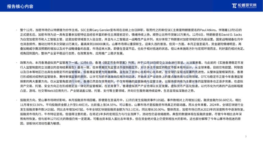 2024年12月Web3行业月度发展报告 |陀螺研究院