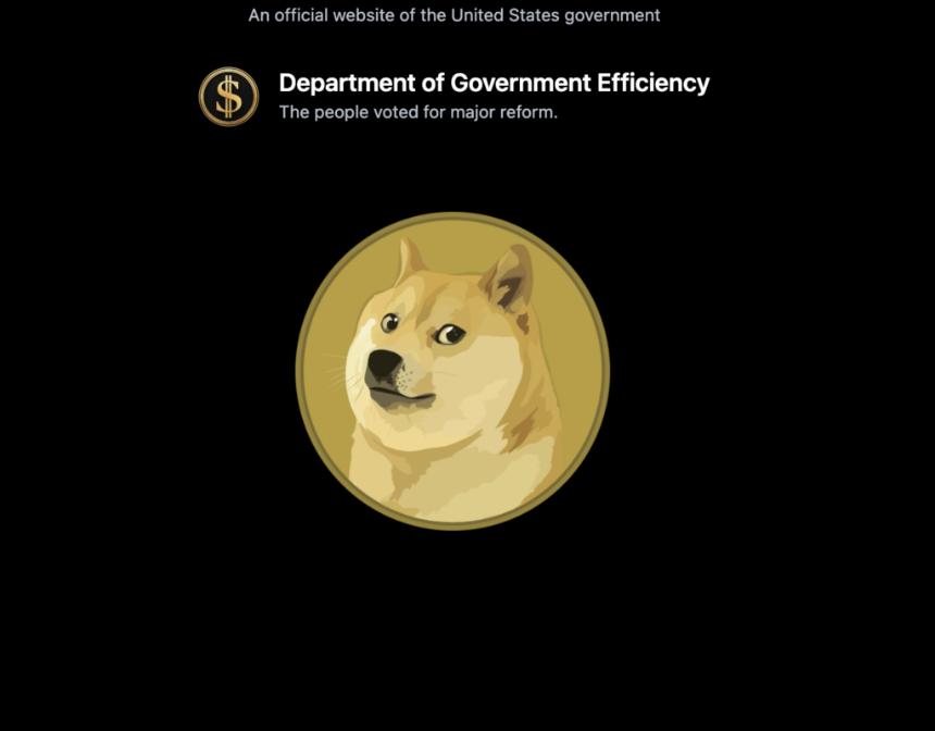  美国政府DOGE网站仅包含18个单词和狗狗币模因 