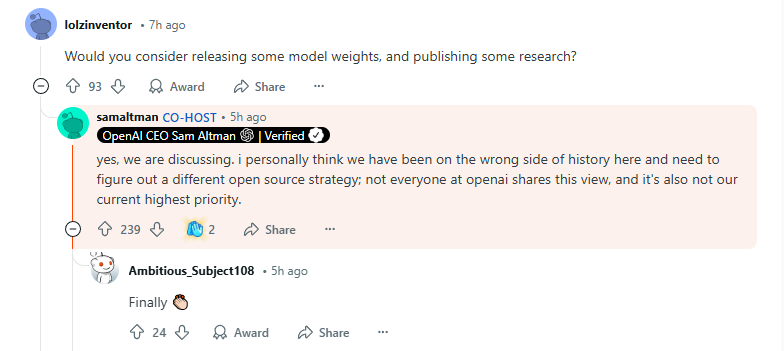 Sam Altman says OpenAI was on the "wrong side of history"