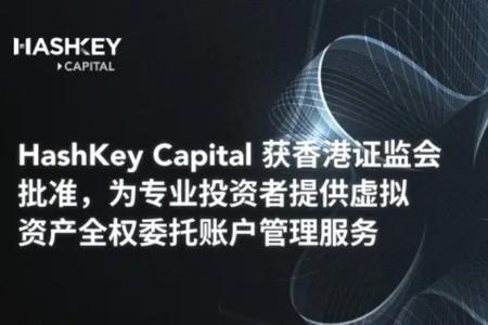 HashKey Capital获香港证监会批准 提供虚拟资产全权委托账户管理服务