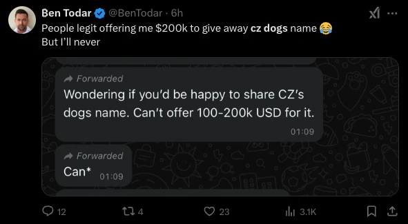 CZ回应宠物狗引发的Meme币热潮