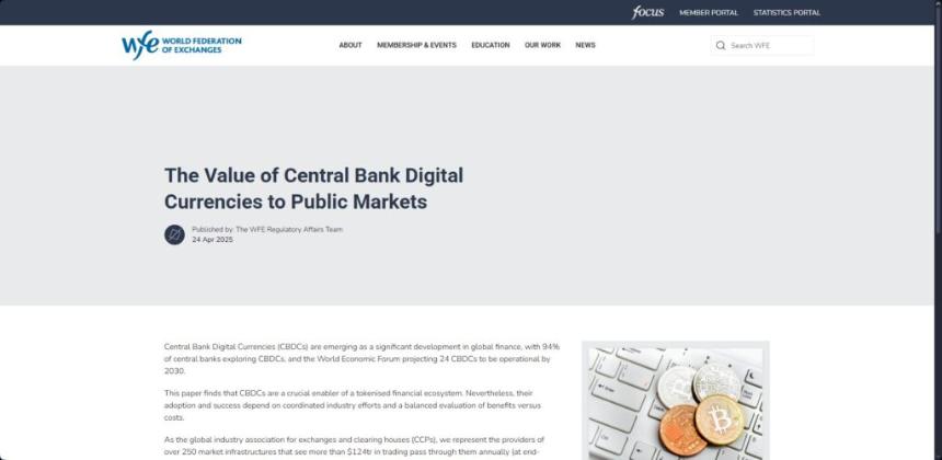 WFE research paper on CBDCs and tokenizastion