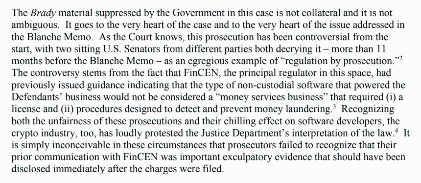 A new filing shows FinCEN told prosecutors that Samourai Wallet was not a money transmitter. They charged its founders anyway—and kept that fact hidden for over a year. 