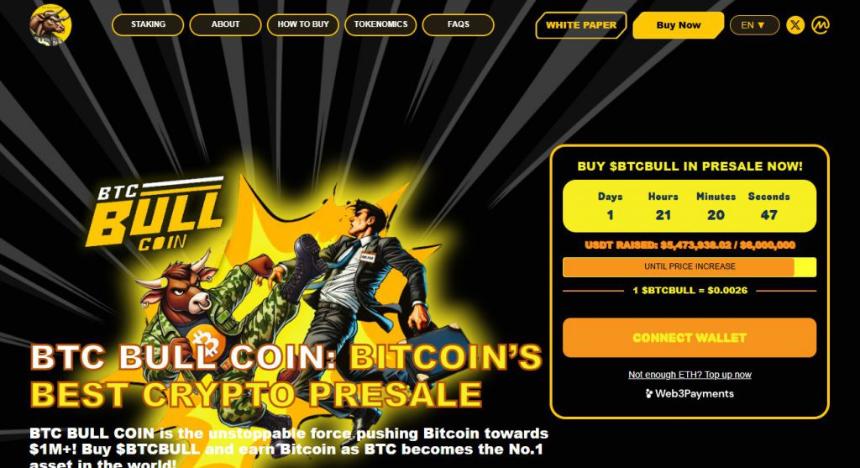 BTC Bull Token presale page showing current fundraising progress
