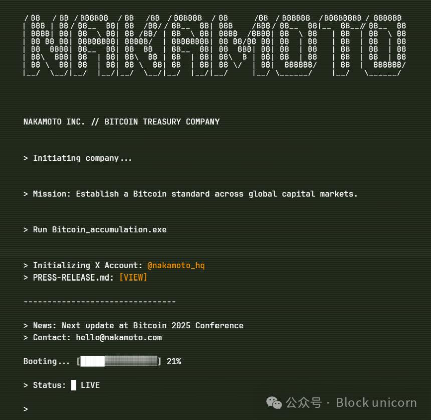 Nakamoto加入企业比特币储备战争