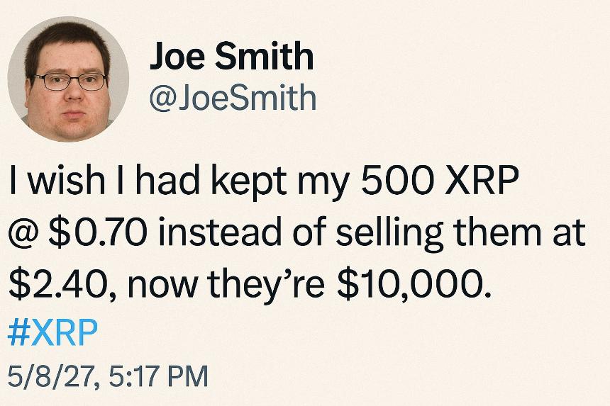 加密货币创始人：2025 年以 2.40 美元的价格出售 XRP 可能意味着到 2027 年损失 1 万美元 