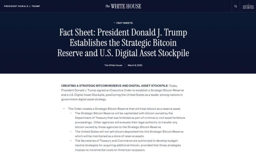 Trump Strategic Bitcoin Reserve executive order