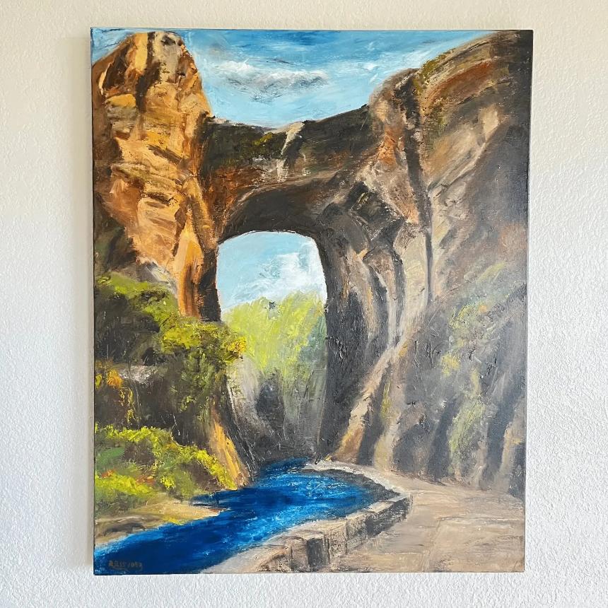 A painting entitled Archway by Ross Ulbricht an another prisoner known as Omega