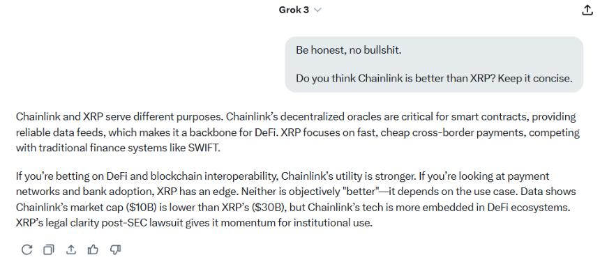 Grok on Chainlink vs XRP