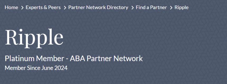 Ripple Platinum Member of the American Bankers Association