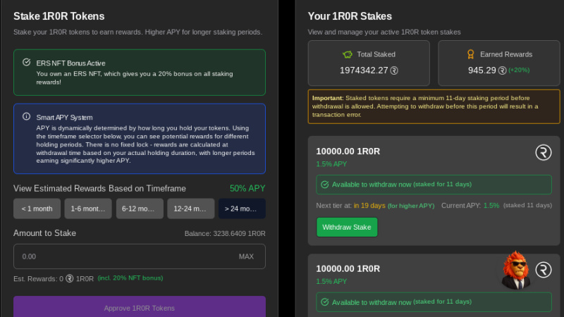  R0AR 推出统一的 DeFi 平台，用于代币、流动性和 NFT 质押 