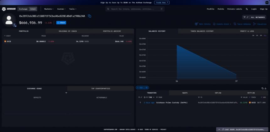 阿卡姆 wallet tracker showing SHIB holdings