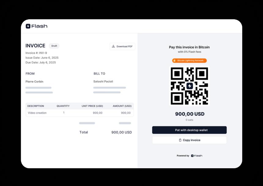 Flash Releases Free Bitcoin Invoicing Tool with No Fees, KYC, or Custody 1 Invoice Draft