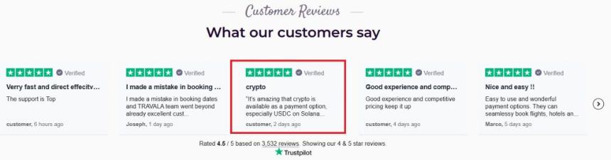 Travala crypto curtomer review