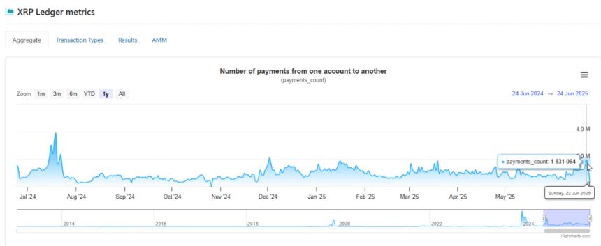 XRP Ledger transaction volume metrics