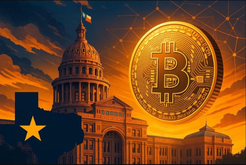 德克萨斯州审计长办公楼上的比特币符号