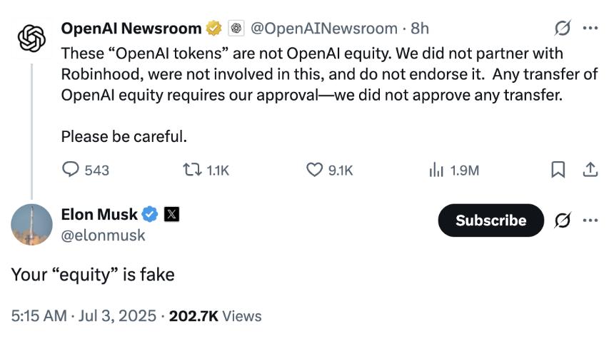 OpenAI为何拒绝Robinhood的「代币化股票」交易?