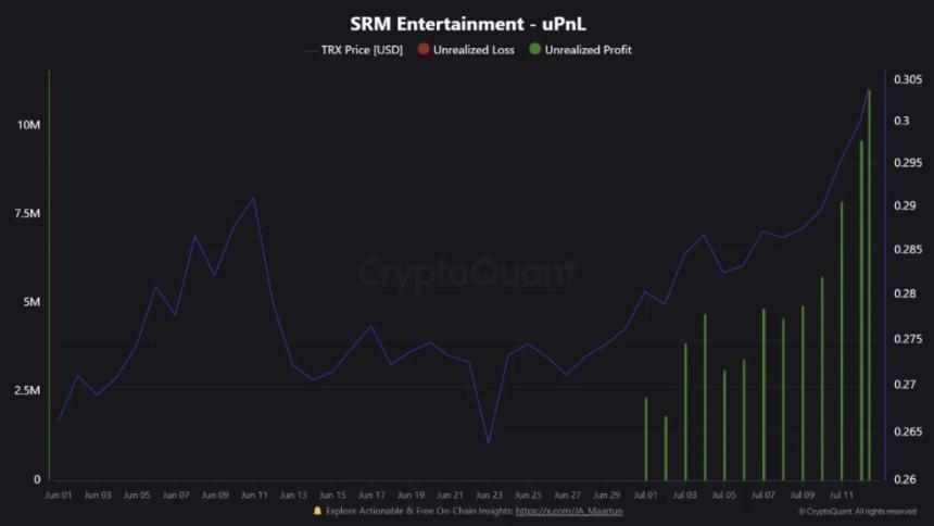 SRM娱乐 Tron uPnL | 来源:CryptoQuant