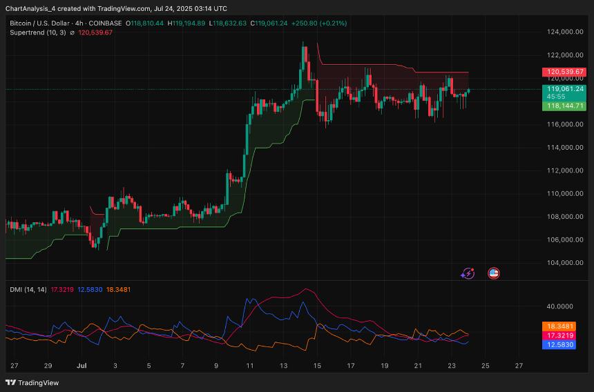 比特币价格分析：随着压力加剧，BTC 面临 12 万美元阻力 