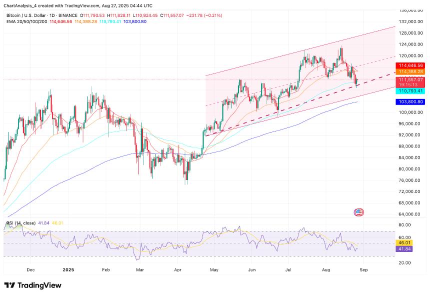  比特币（BTC）价格预测：多头捍卫 11 万美元，但 ETF 资金流出在第四季度前保持压力 
