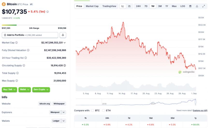 Bitcoin price fall
