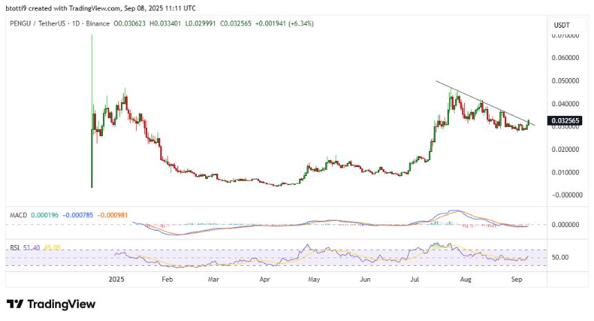 PENGU股价创历史新高，交易量激增300%