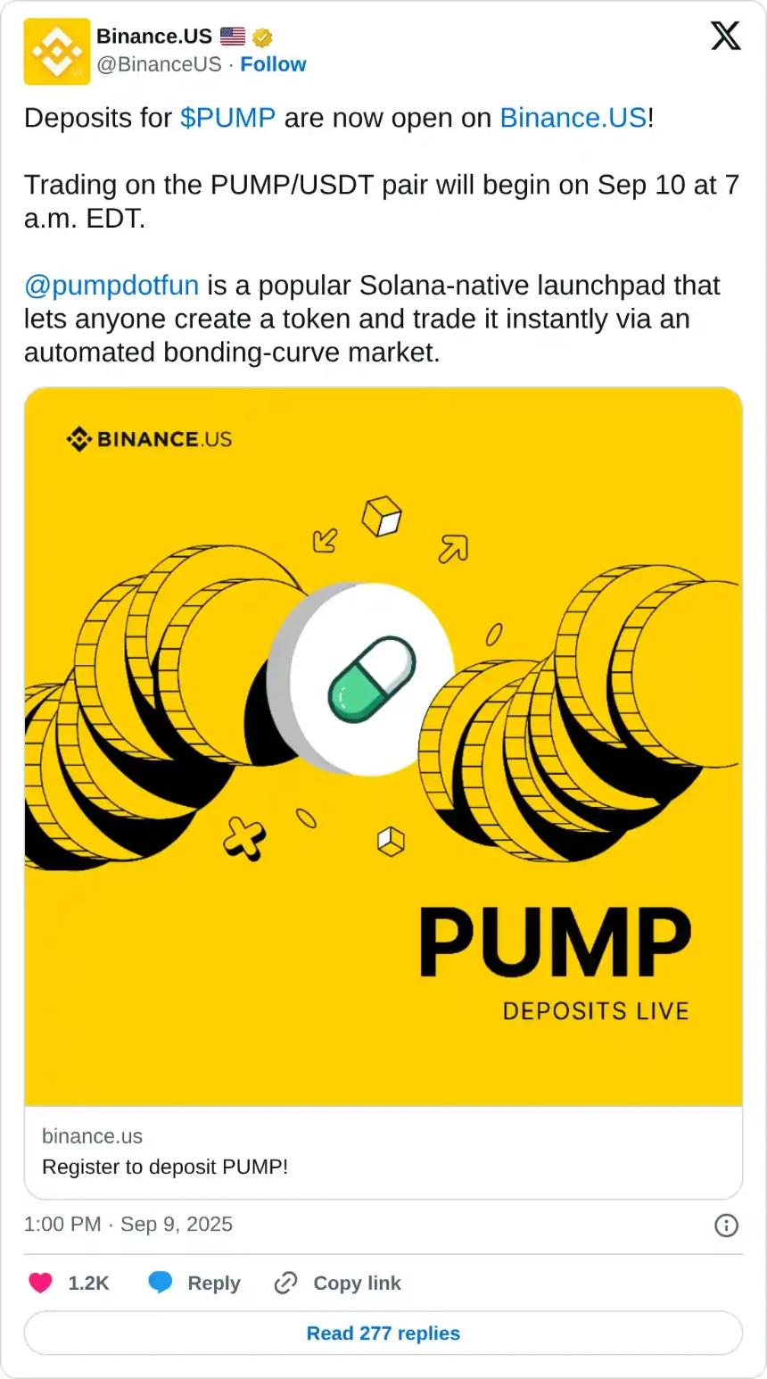 Pump.fun价格预测：PUMP在币安上市前实现两位数增长