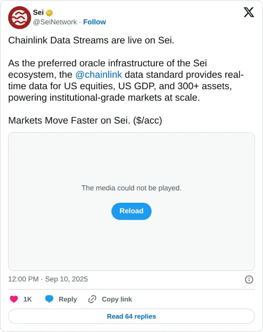  Sei 价格预测：Chainlink Data Streams 在 SEI 网络上线 