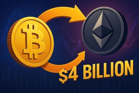 中本聪时代鲸鱼账户完成40亿美元BTC到ETH的大规模资产转换