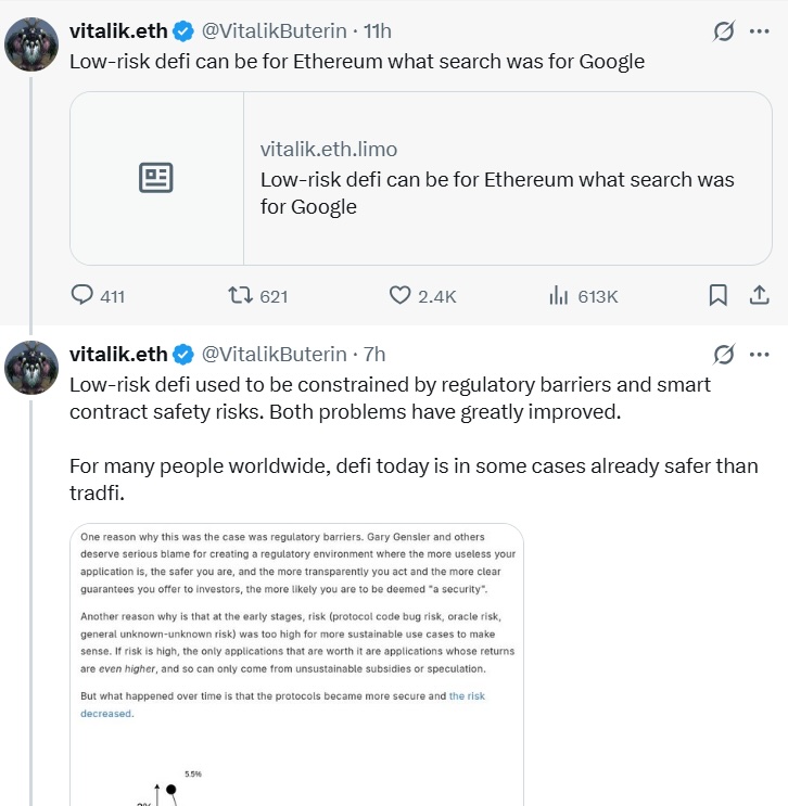 低风险 DeFi:Vitalik Buterin 提出以太坊杀手级应用新方向