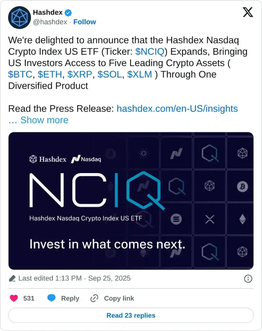 恒星币价格预测：尽管美国证券交易委员会批准了Hashdex ETF，XLM仍下跌超过6%