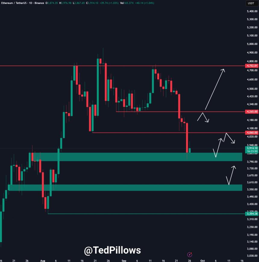 Ethereum 1D Chart Ted Pillows