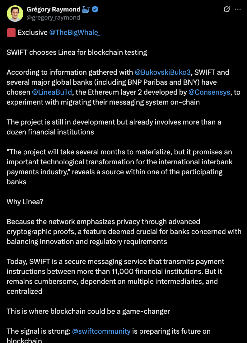 SWIFT在以太坊上试点稳定币支付引发市场关注——最佳钱包代币($BEST)崭露头角