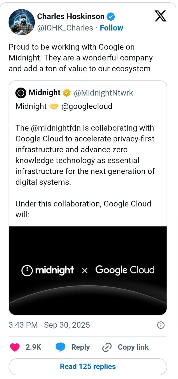 Google Cloud 将为 Midnight Network 运行验证器并提供机密计算